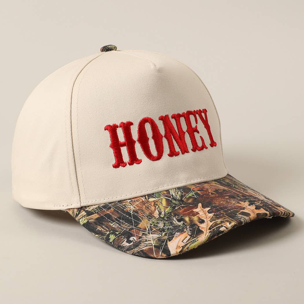 Fashion City - Wholesale Trucker Hat - Unisex - HONEY Lettering Embroidery Camo Two-Tone Cap23