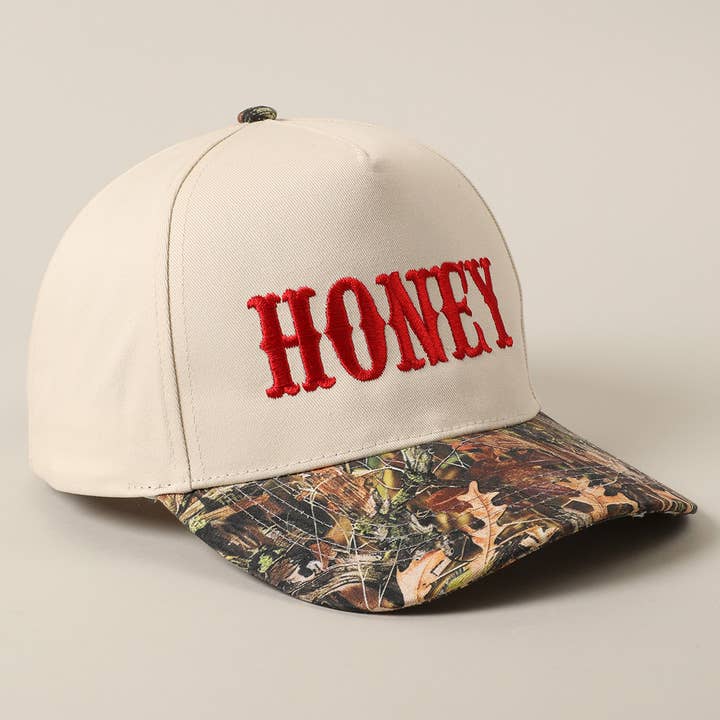 Fashion City - Wholesale Trucker Hat - Unisex - HONEY Lettering Embroidery Camo Two-Tone Cap23
