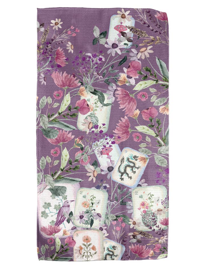 Serviette double face 12x24 Barman Aquarelle Mahjong pour la vente par Absorb-Lumen