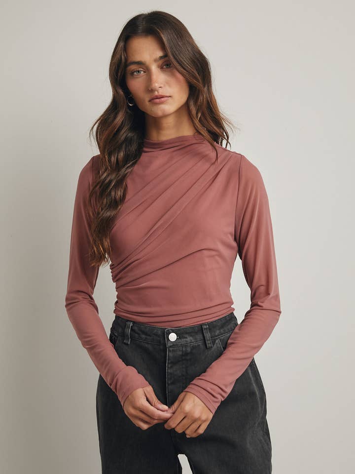 RUCHED MESH THONG BODYSUIT / WL25-11653 for wholesale by Wishlist Apparel