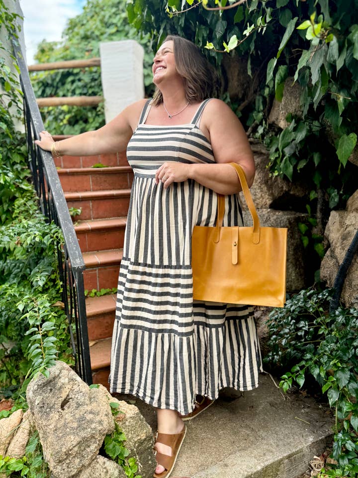 Large Leather Handbag with Laptop Divider in Caramel Brown for wholesale by Purse & Clutch