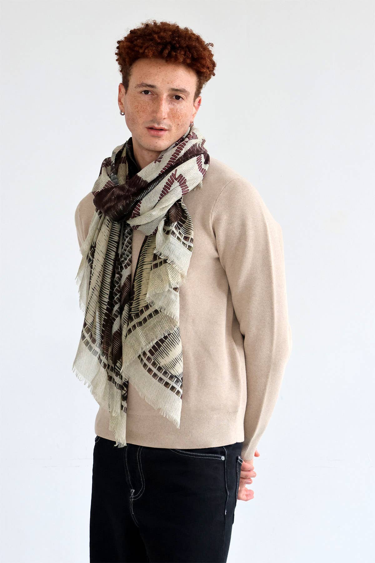 MONSIEUR CHARLI - Wholesale Scarf - Men's - PLACIDE cashmere and modal scarf5