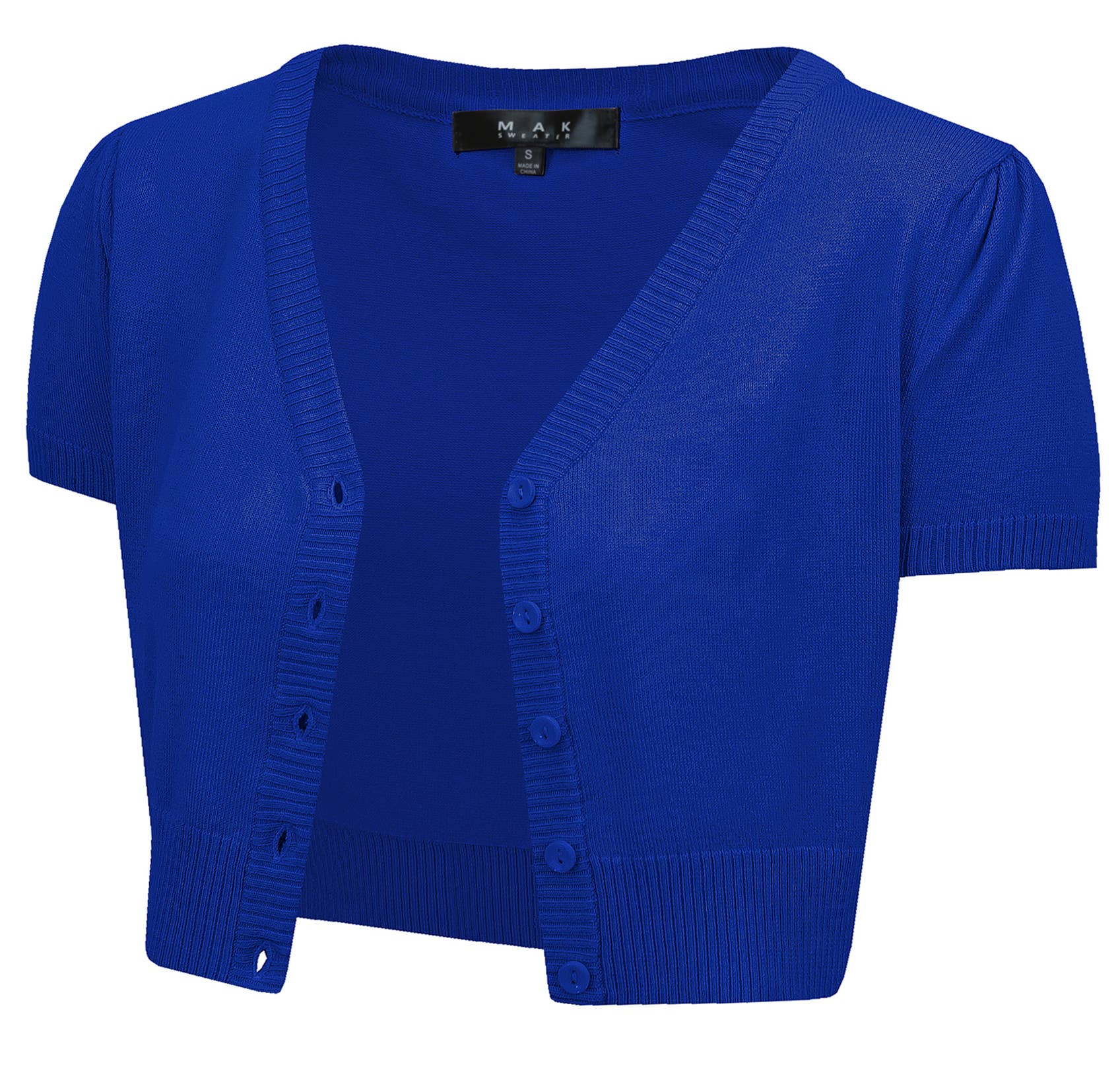 Mak - Vente Cardigan – femme - Cardigan boléro court à manches courtes bouffantes et col en V HB213747