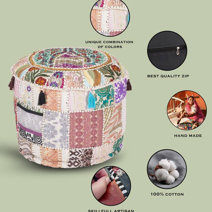 Aakriti Inc. - Wholesale Pouf - Aakriti Gallery Indian Pouf Footstool Ethnic Pouf Cover55