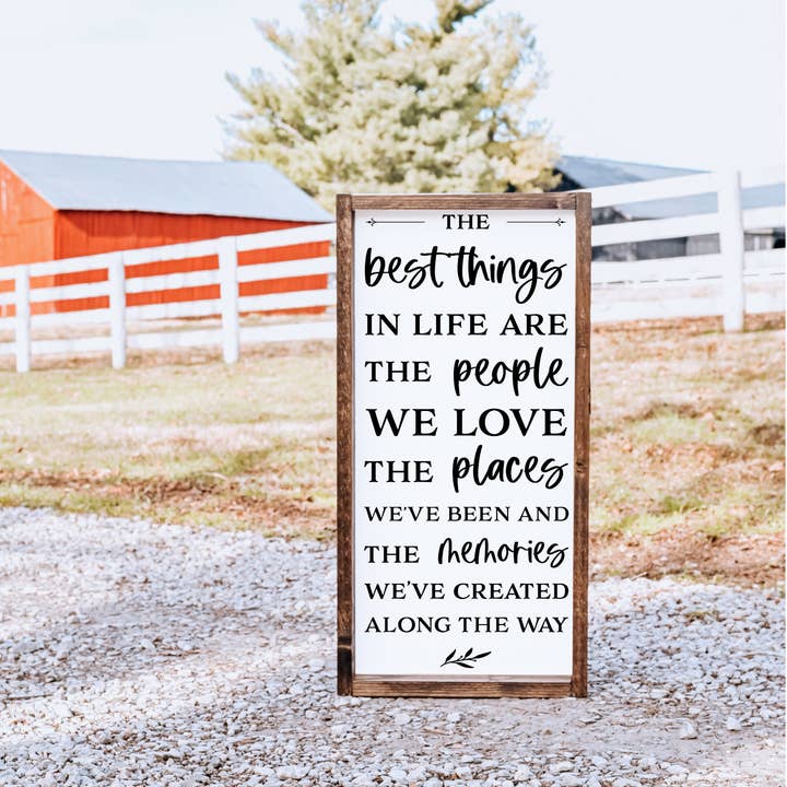 The Best Things in Life Wood Sign for wholesale by Dakota + Pine Design Co.