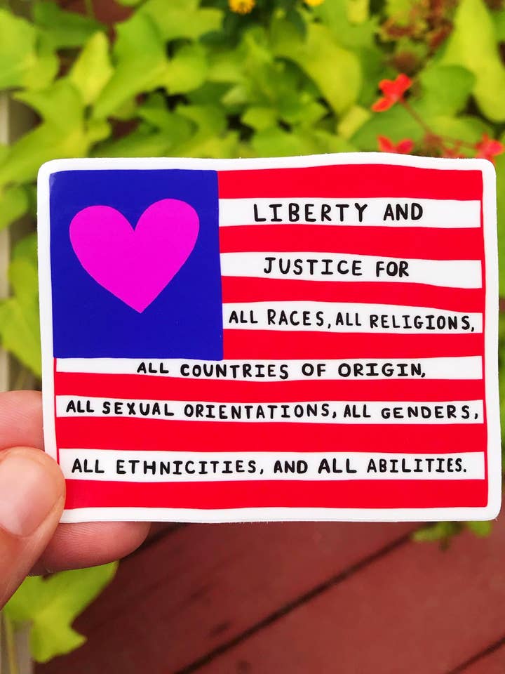 Autocollant Liberté et Justice pour la vente par One Lane Road