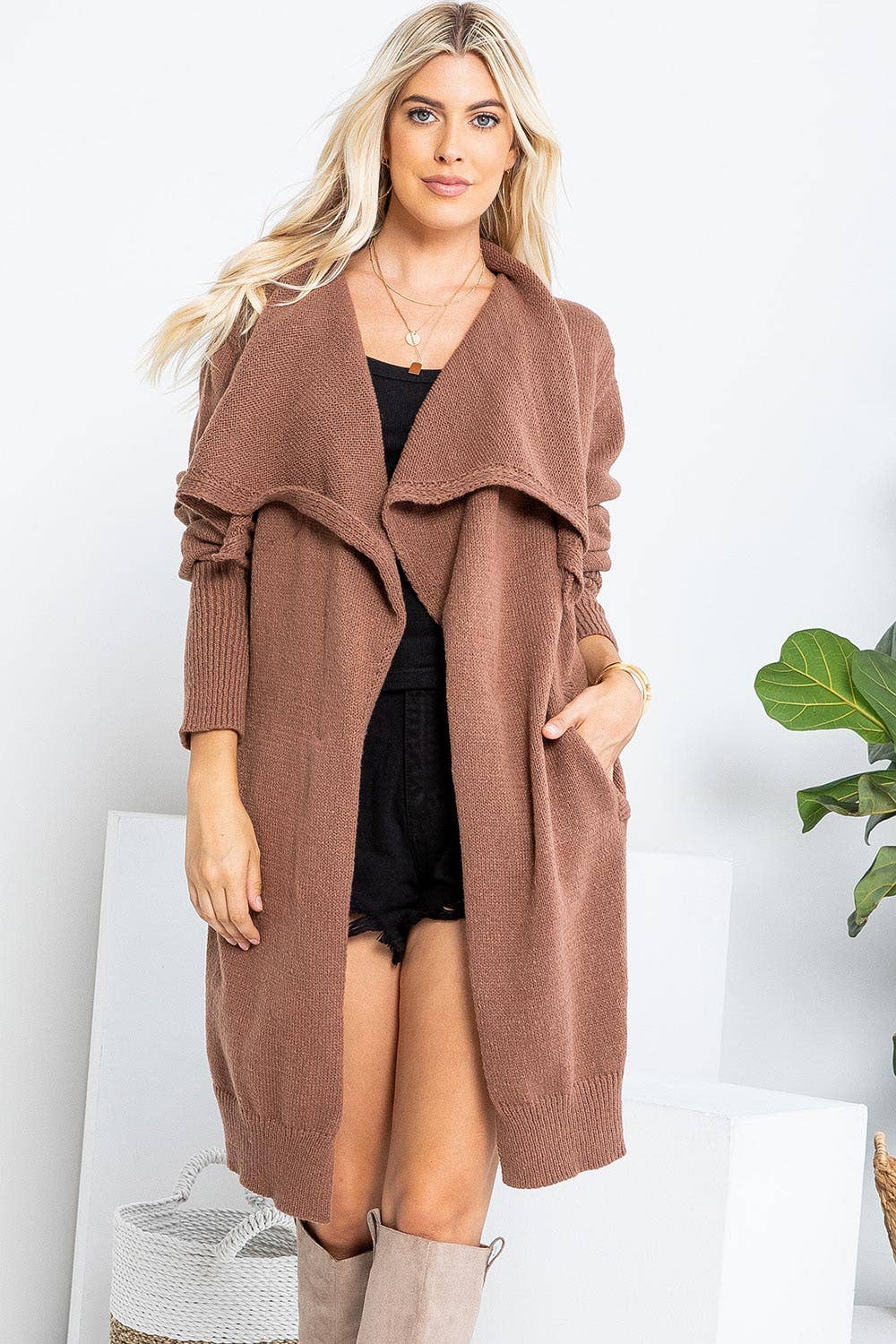 Sweet Lovely by Jen – Engroshandel Cardigan - Dame – BLØD STRIKTRØJE MED ÅBEN FRONT LANG CARDIGAN9