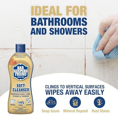 Pixiss - Wholesale Multi-Surface Cleaner - Bar Keepers Friend Soft Cleanser Liquid (2 x 13 Ounce) Multipurpose Cleaner & Rust Stain Remover for Stainless Steel, Porcelain, Ceramic Tile & More3