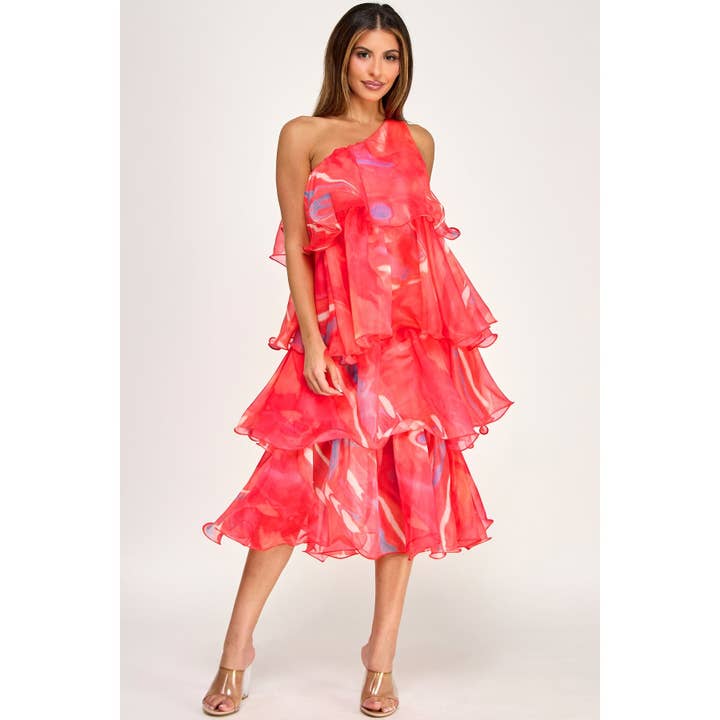 MIDI-KLÄNNING I SKIKTAD ORGANZA för wholesale av Esmeray Clothing