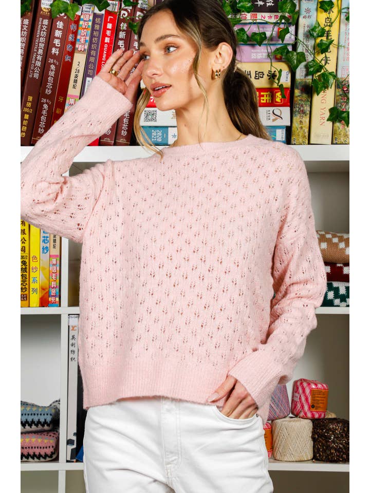 Vine & Love - Vente Pull en maille – femme - Pull en crochet tricoté en fil pailleté texturé VT8200713