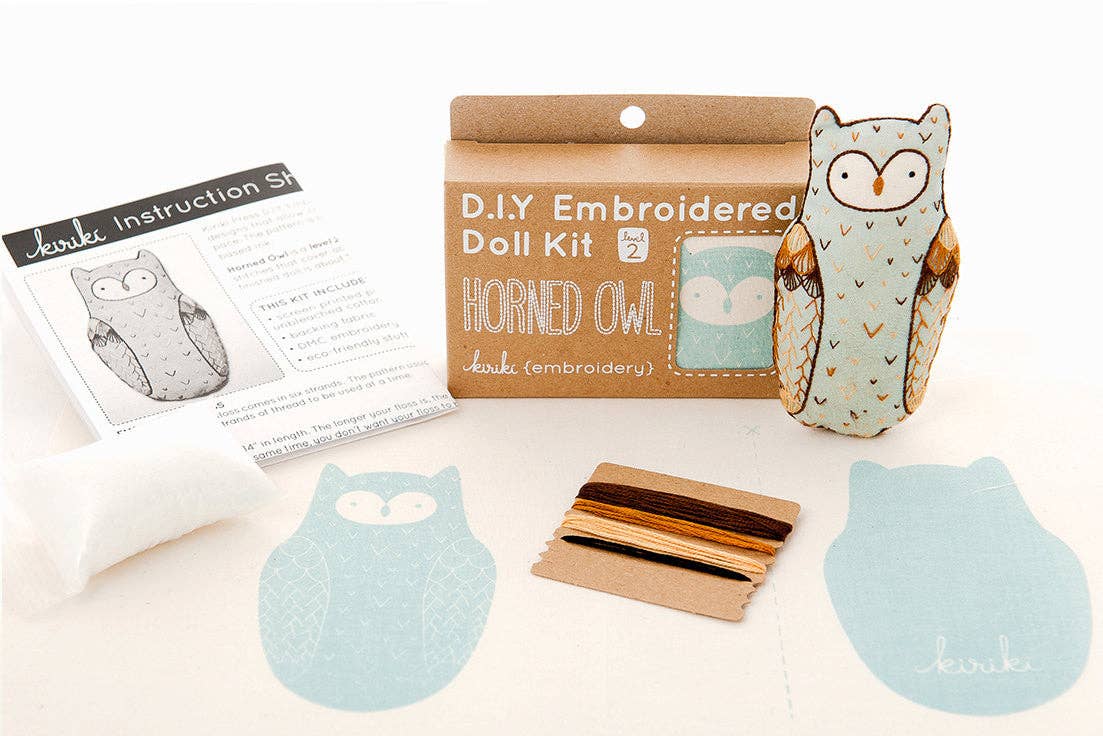 Kiriki Press - Vente Accessoire de broderie/point de croix - Hibou d'Amérique - Kit de broderie2