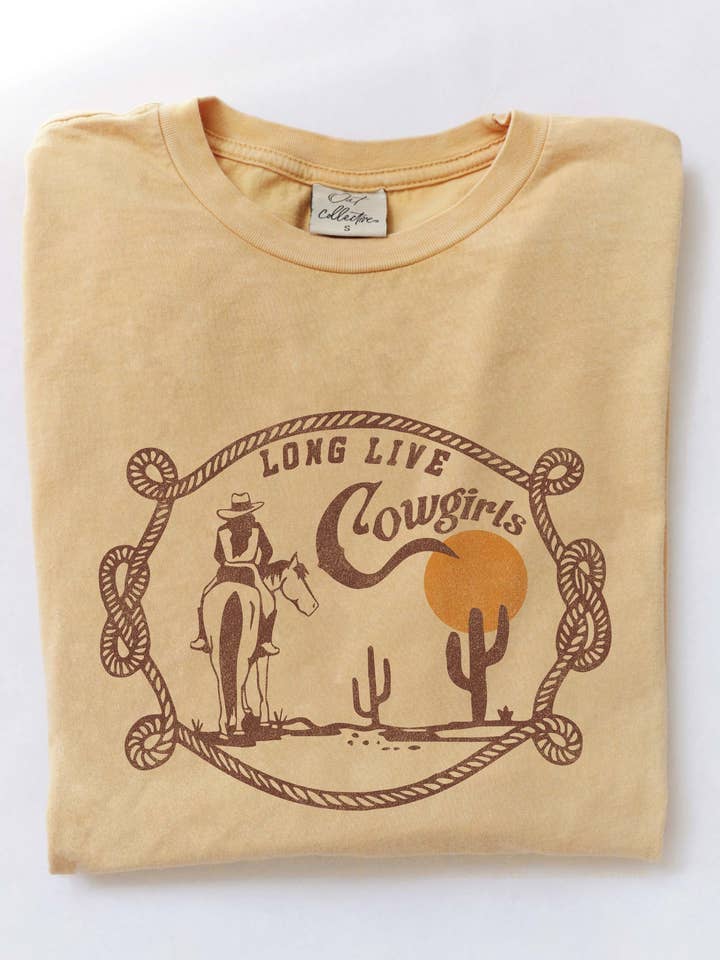 LONG LIVE COWGIRLS Mineral Washed Graphic Top for wholesale by OAT COLLECTIVE