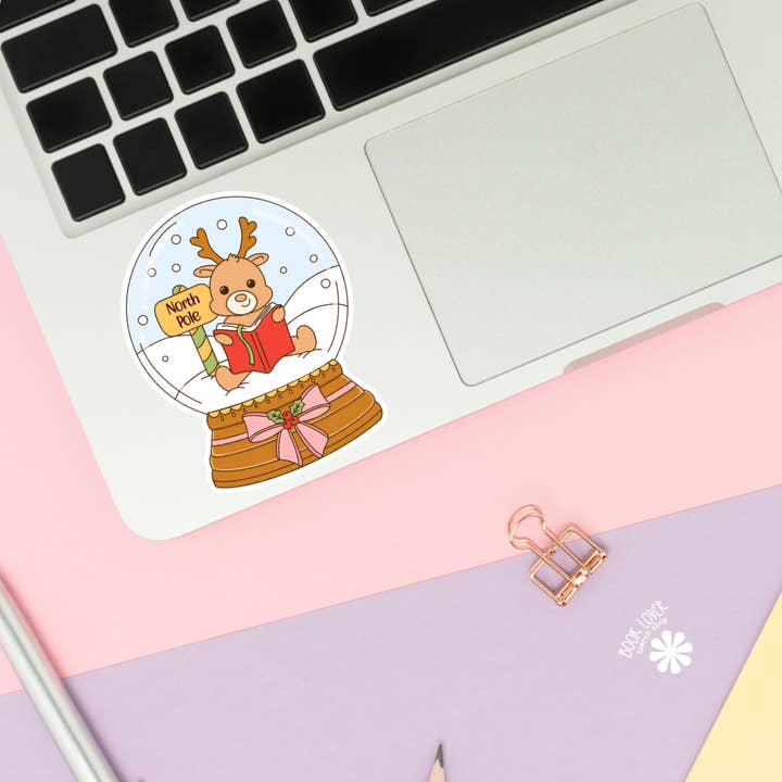 Book Lover Merch Shop - Wholesale Sticker - Reindeer Snow Globe Stickers / Bookish Christmas Stickers 2