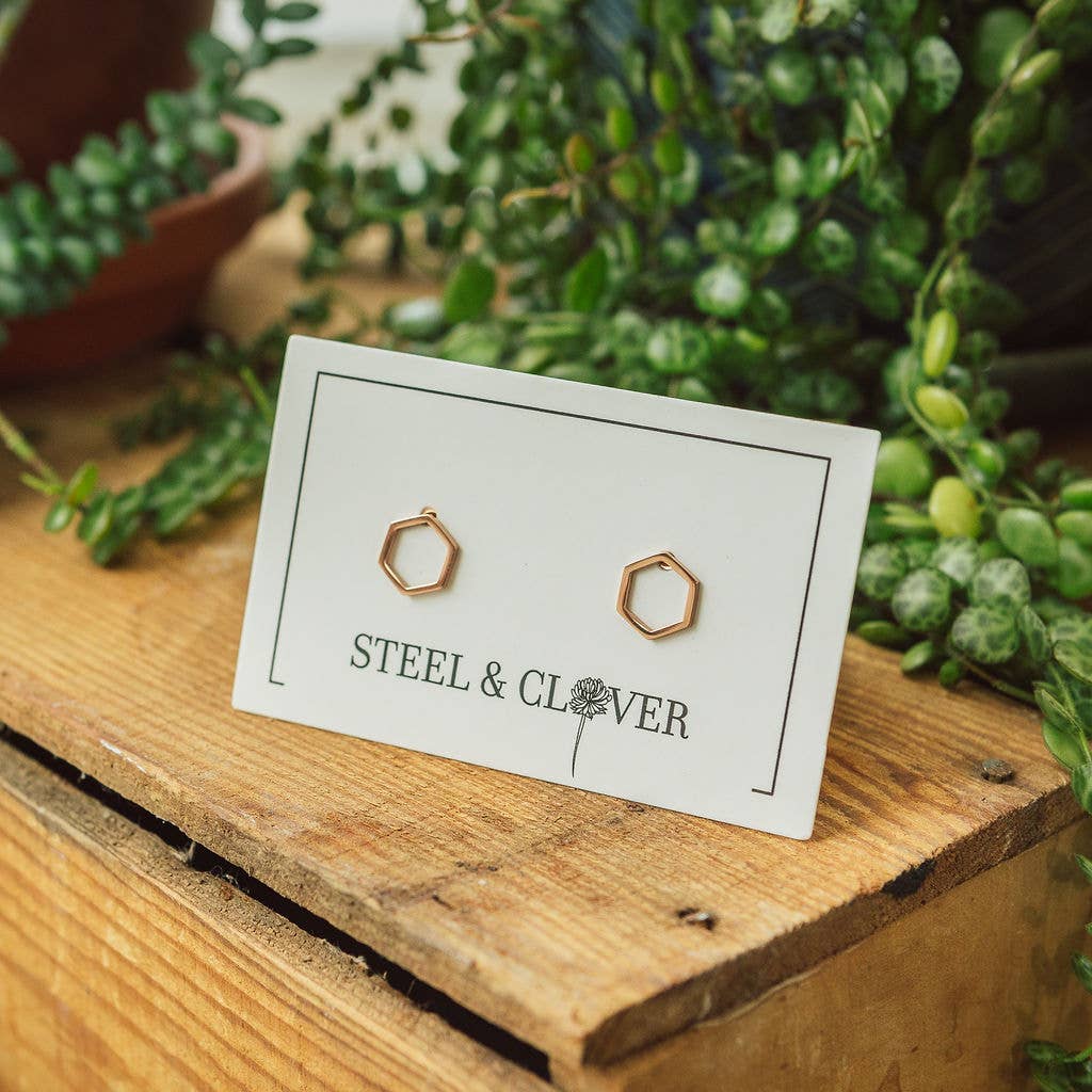 Steel & Clover – wholesale Stud/post earrings – Hexagon Stud Earrings3