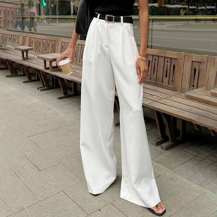 High-waisted wide-leg pants for stylish commuting for wholesale by Lily Clothing
