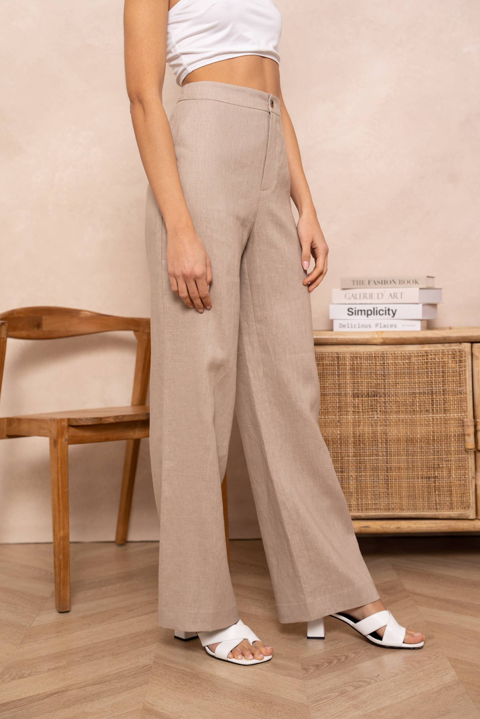 Attentif Paris - Wholesale Pants - Women's - [Linen] Plain straight trousers in premium quality linen18