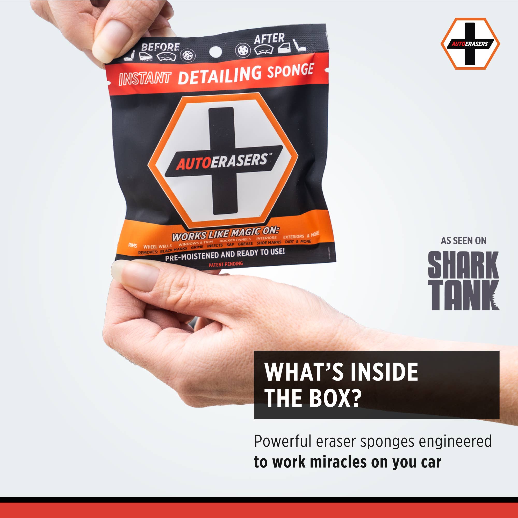SneakERASERS - Vente Produit de nettoyage pour voitures - AutoERASERS, éponge instantanée pour detailing auto, 1 unité5