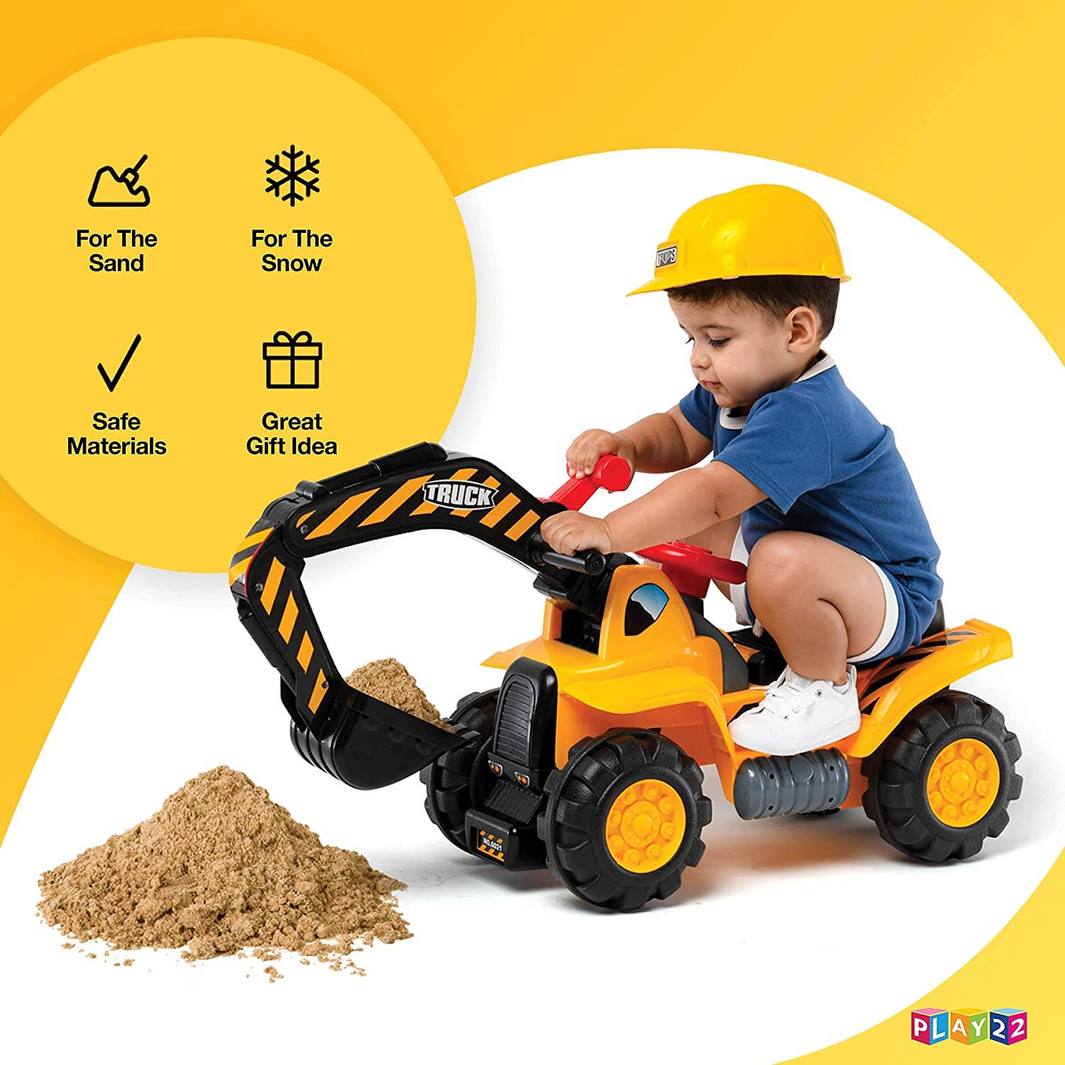 Play22 - Wholesale Toy Car/Truck - Kids - Play22 Ride-On Toy Tractor Excavator for Kids with Helmet1