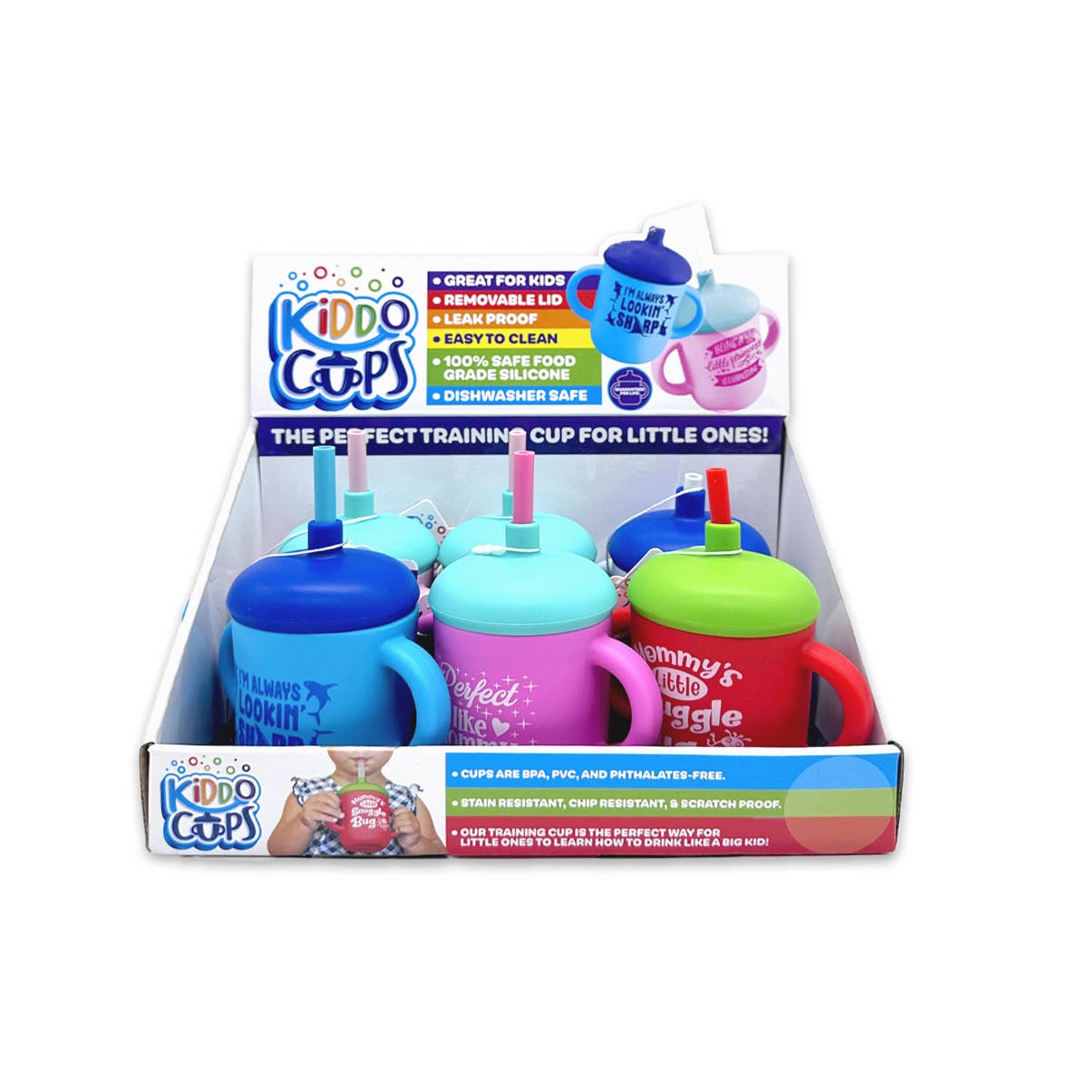 Novelty Brands - Wholesale Drinking Glass/Cup - Kids & Baby - Silicone Toddler Kids Training Cups Assortment - 6/Display