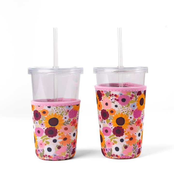 Rainbow Garden Drink Sleeve, Iced Coffee Koozie, Drink Cover for wholesale by Elyse Breanne Design
