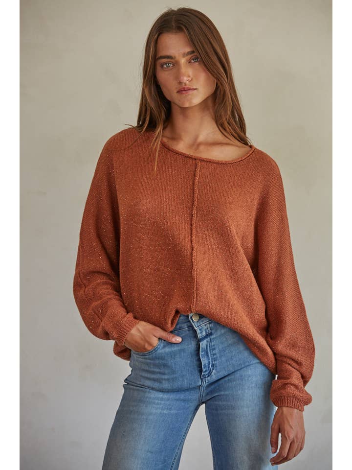 By Together - Wholesale Knit Sweater - Women's - W1769 | Knit Sweater Lurex Ribbed Pullover