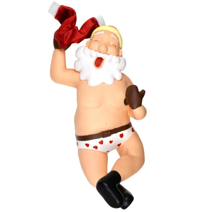 Tree Buddees - Vendita all'ingrosso Puntali per albero di Natale - Spogliarello di Babbo Natale Divertente Puntale per Albero di Natale - Grande 10"