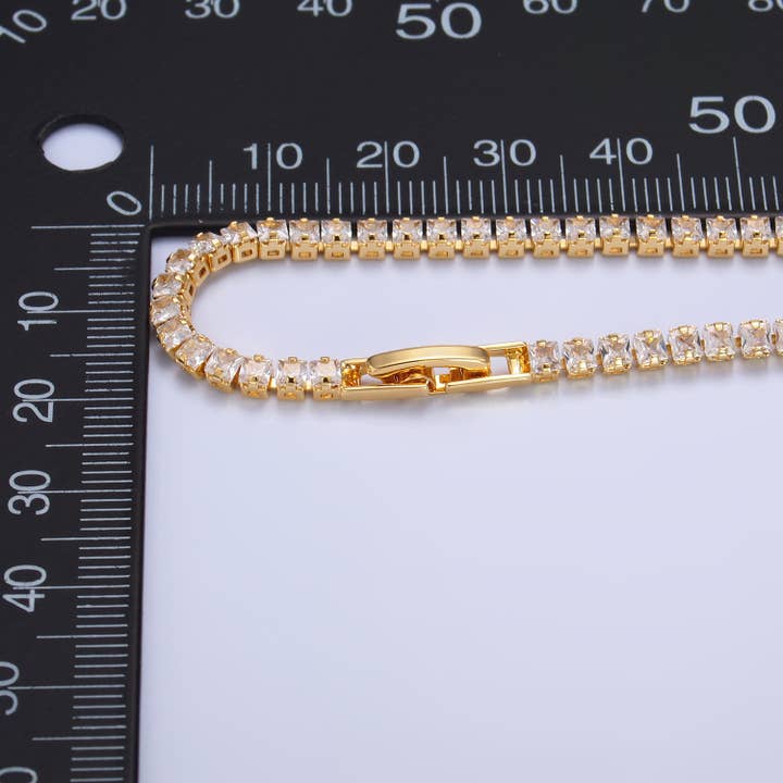 Aim Eternal - Wholesale Tennis Bracelet - 24K Gold Filled Clear CZ 7inch Bracelet | WA-29783