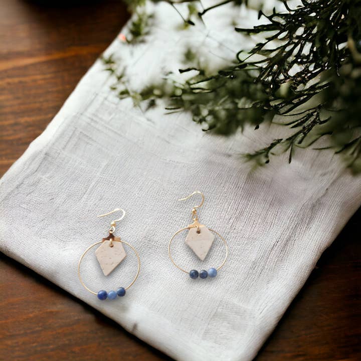 Sodalite hoop earrings for wholesale by Karmyliege