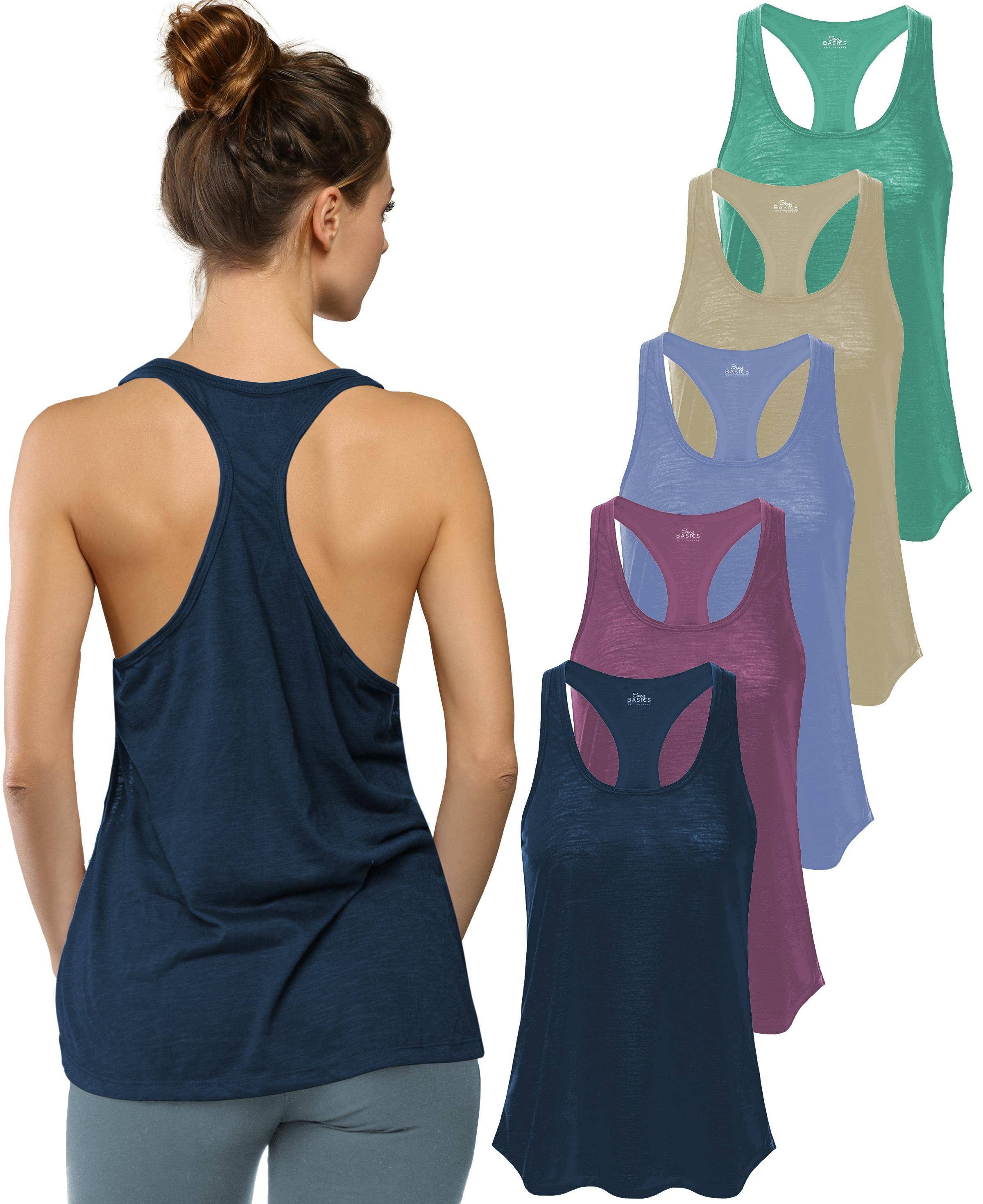 I-Wear Brands – Engroshandel Tanktop – Kvinder – 5 Pack Kvinder Svømmetøj Poly-Slub Udbrændthed Tank Top11