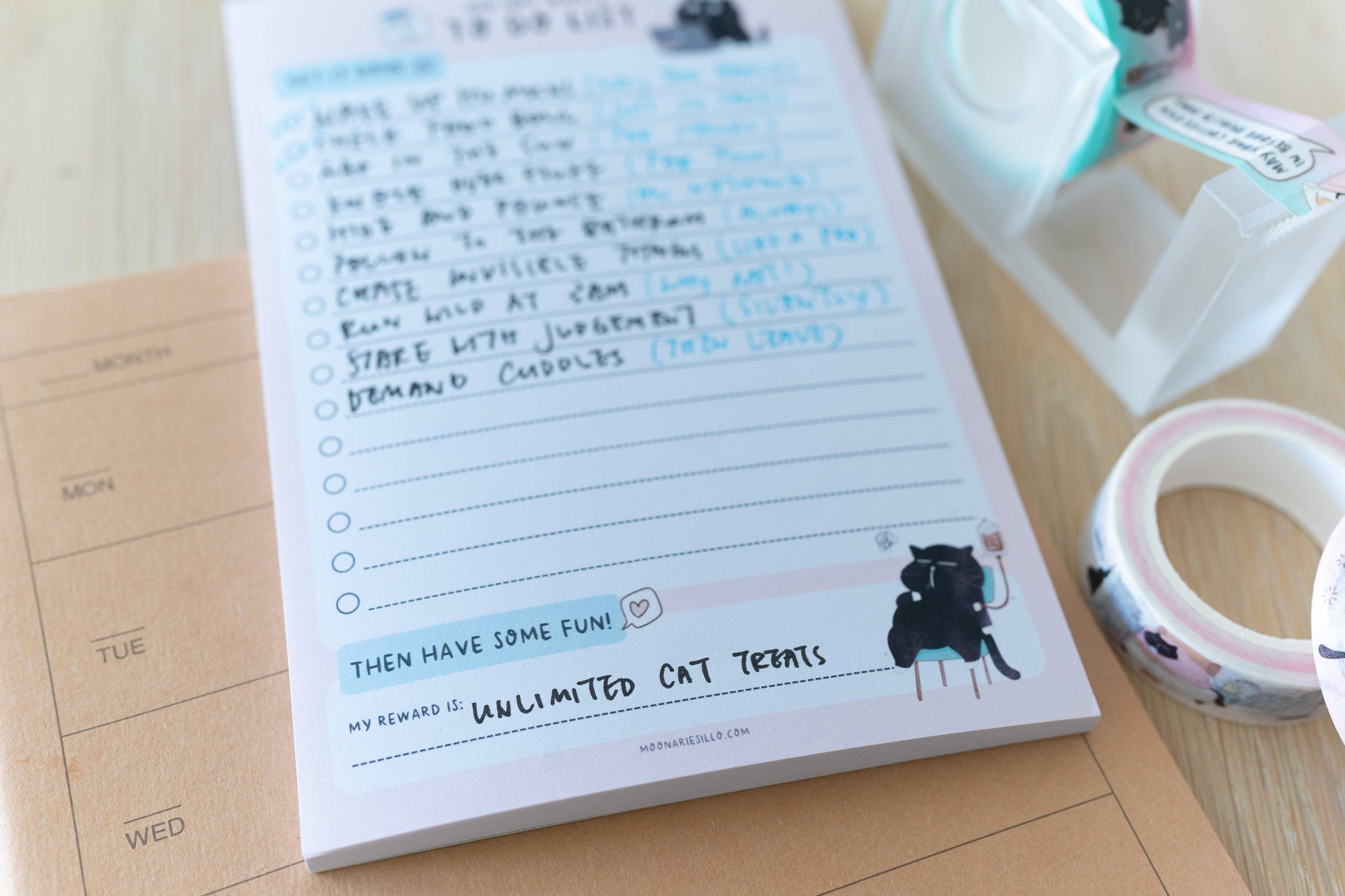 Moonaries illo - Wholesale Notepad - (Do not want) to do list- funny black cat to do list4