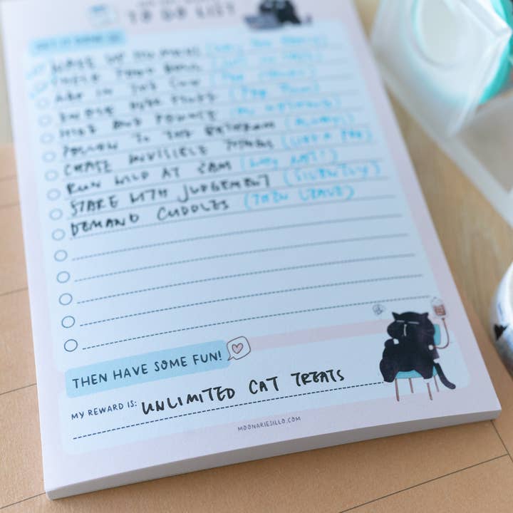 Moonaries illo - Wholesale Notepad - (Do not want) to do list- funny black cat to do list4