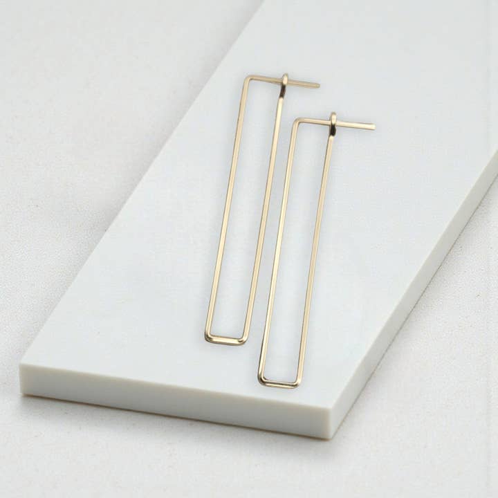 Gold Geometric Rectangle Earrings for wholesale by Bijou by SAM