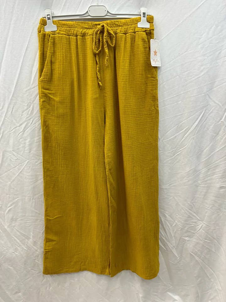 Mimi & Gogo - Wholesale Pants - Women's - Cotton gauze pants with pockets @5375_PGazePoches28