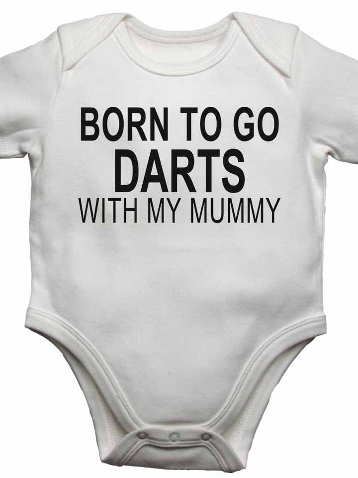 Born to Go Darts with My Mummy - Baby Vests Bodysuits for Boys, Girls for wholesale by Little Ratbag