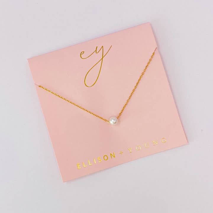 Ellison+Young - Wholesale Pendant/charm necklace - Dainty Single Pearl Necklace1