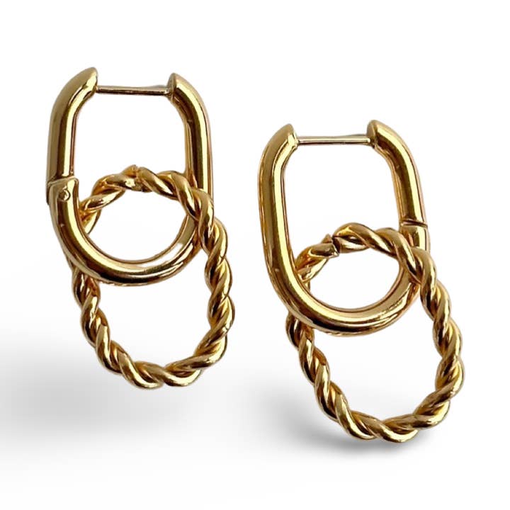 Orecchini a Cerchio in Oro Twist Link per la vendita all'ingrosso da parte di Bloo and Ro