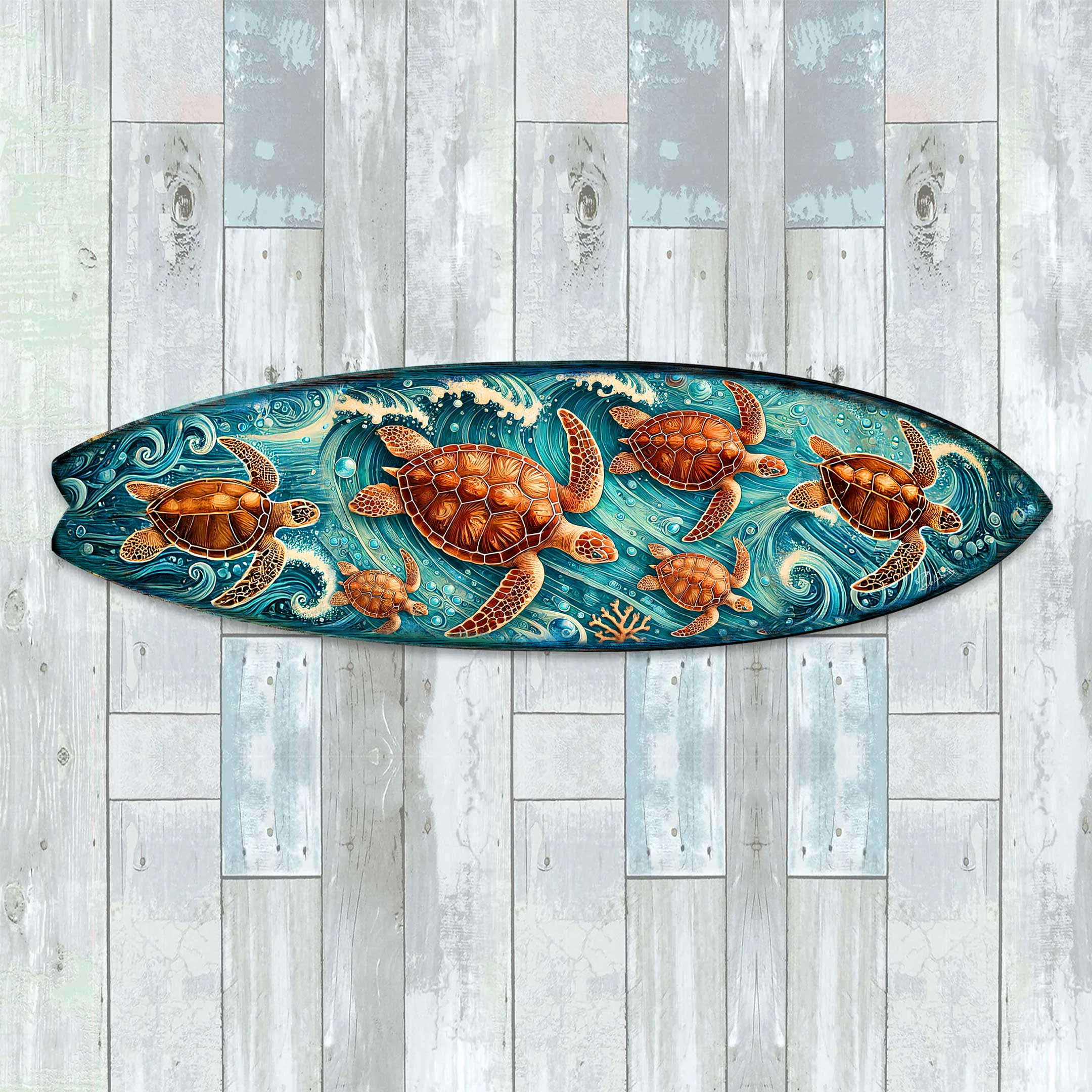 Designocracy – wholesale Wood wall art – Sea Turtle Surfboard Wall Art | G. DeBrekht Original Outdoor3