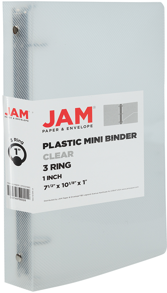 JAM PAPER - Wholesale Binder - JAM Plastic 1 inch Mini Binders, Clear 3 Ring Binder, 1/PK0