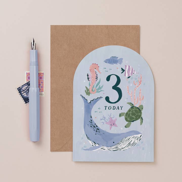 Age 3 Birthday Card | Milestone Age Cards | Kids Cards for wholesale by Sister Paper Co.