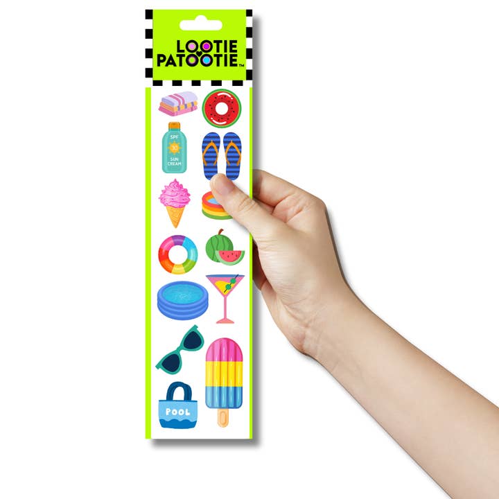 Pool Day Sticker Strip for wholesale by LP Studios/Lootie Patootie