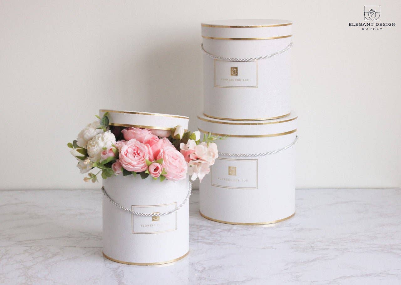 Elegant Design Supply – wholesale Presentbox – Rund blomsterbox i hattmodell «Flowers for You»21