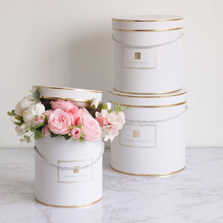 Elegant Design Supply – wholesale Presentbox – Rund blomsterbox i hattmodell «Flowers for You»21