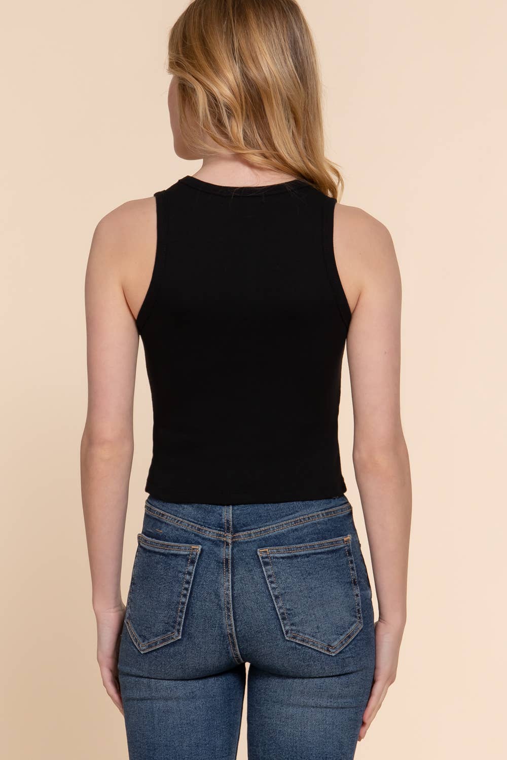 Active Basic | Active USA - Venta al por mayor Camiseta sin mangas - Mujer - Top sin mangas de punto acanalado de algodón y spandex con cuello redondo12