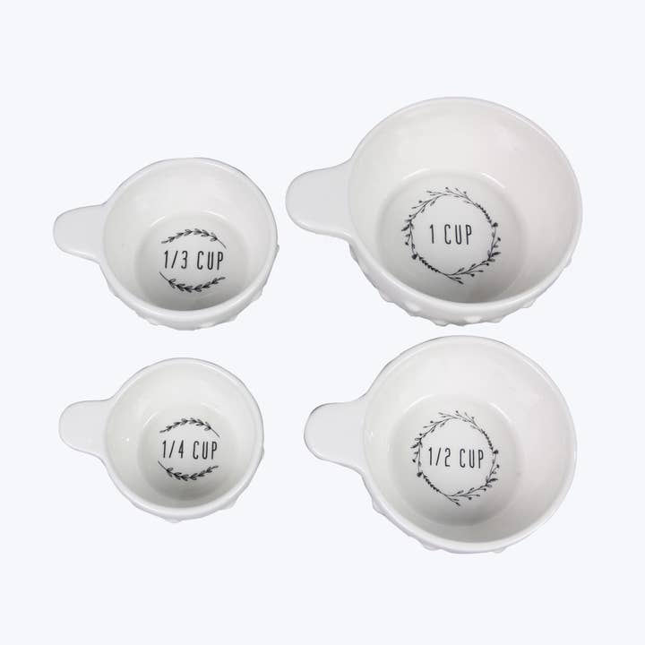 Young's - Wholesale Measuring Cup - Cottage Core Ceramic Measuring Cup, 4pcs/set (SKU#: 21922)