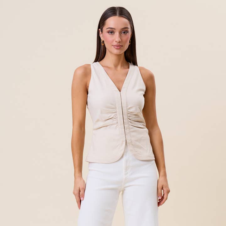 Mouwloos gesmokt topje voor wholesale door Able