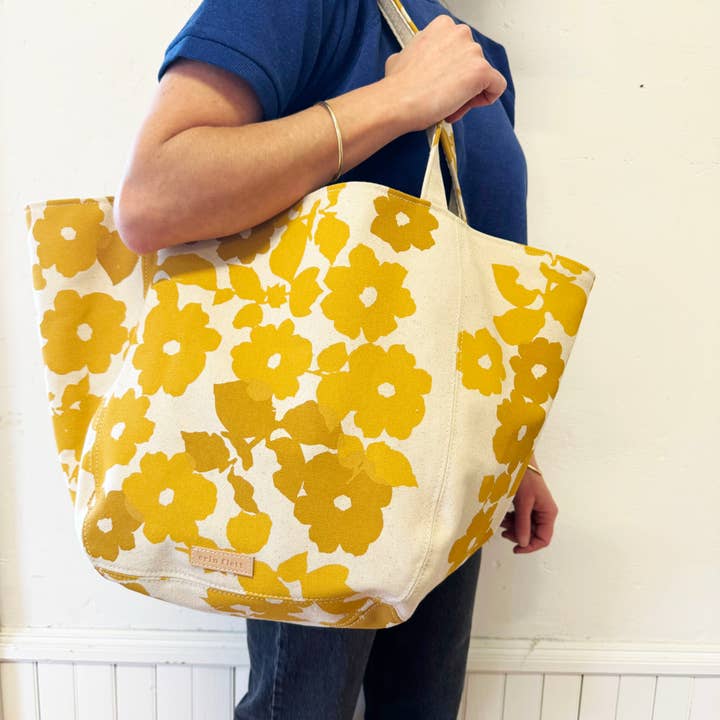 NEW BOHO CANVAS TOTE BAG ANITA in yellow by Erin Flett for wholesale by Erin Flett