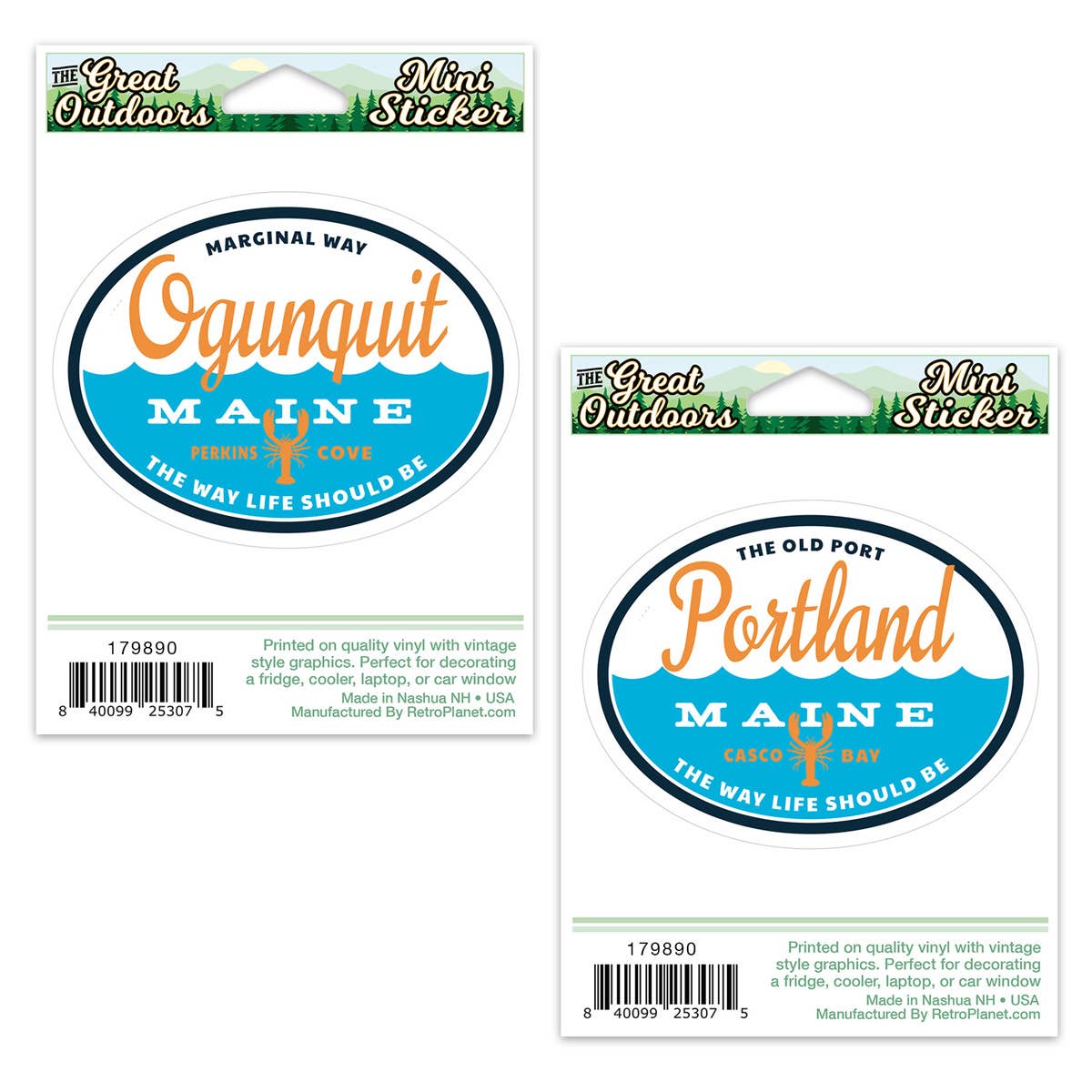 RetroPlanet - Vendita all'ingrosso Adesivi per telefoni e laptop - Mini adesivo, motivo: onde dell'oceano del Maine, 20 ct1