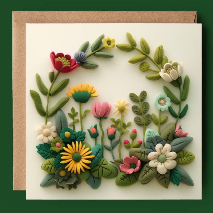 Felty Flowers 2D Printed Card for wholesale by Good Post Day