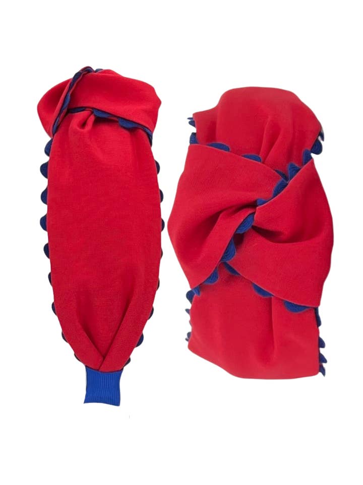 Royal Blue Scallop on Red for wholesale by Pretty Happies