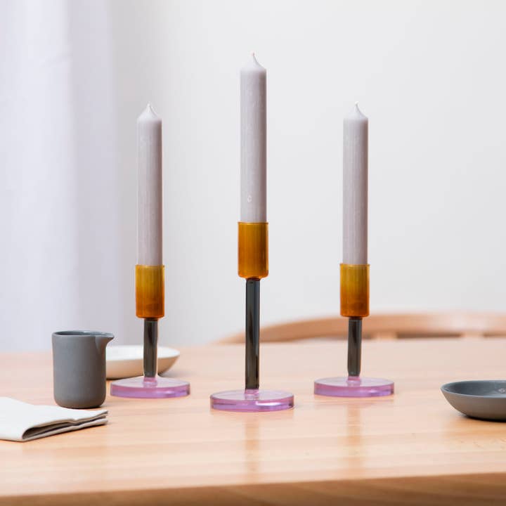 Block Design - Wholesale Candle Holder - Glass Candlestick - Tall